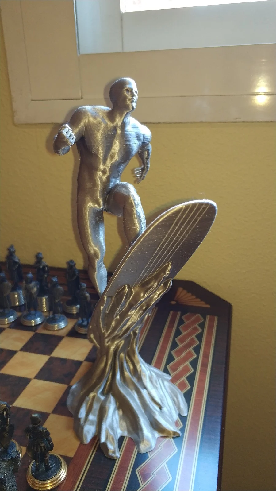 Marvel Silver Surfer and "Water" Stream Base joined with and without support