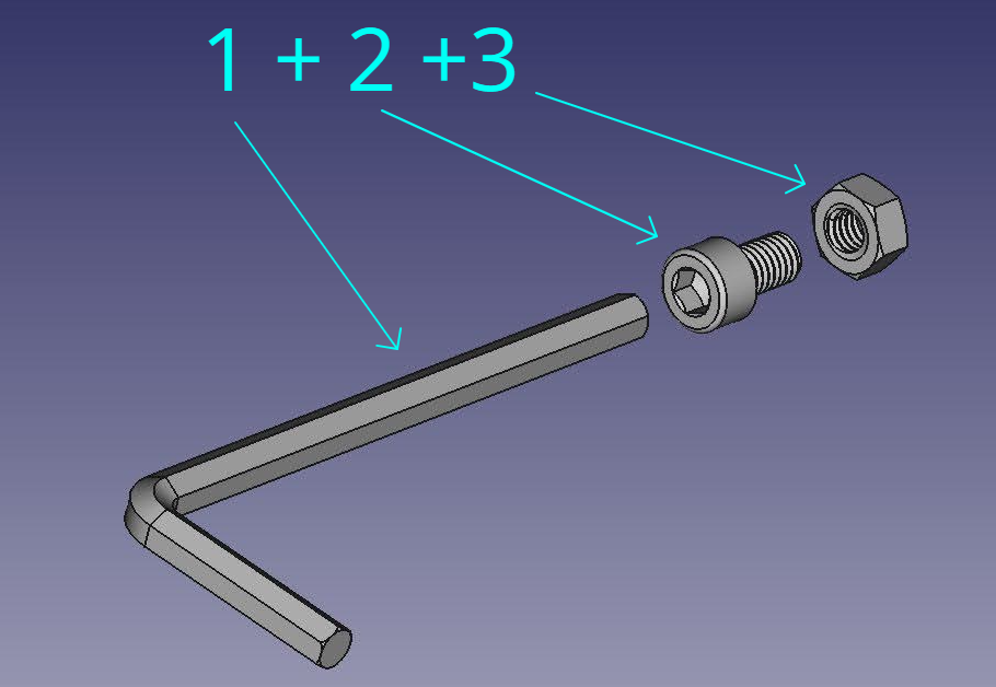 HexKey + screw + nut