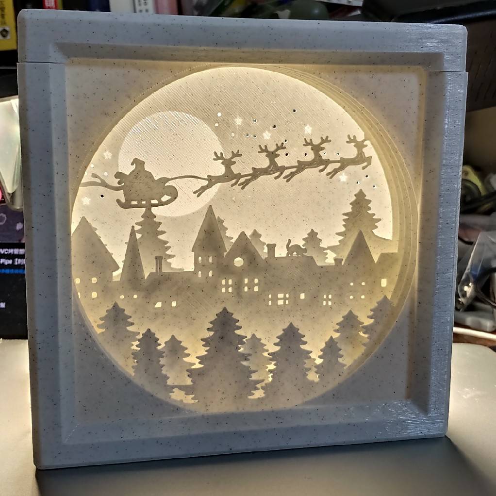 Christmas paper craft like scene lamp[stp included]