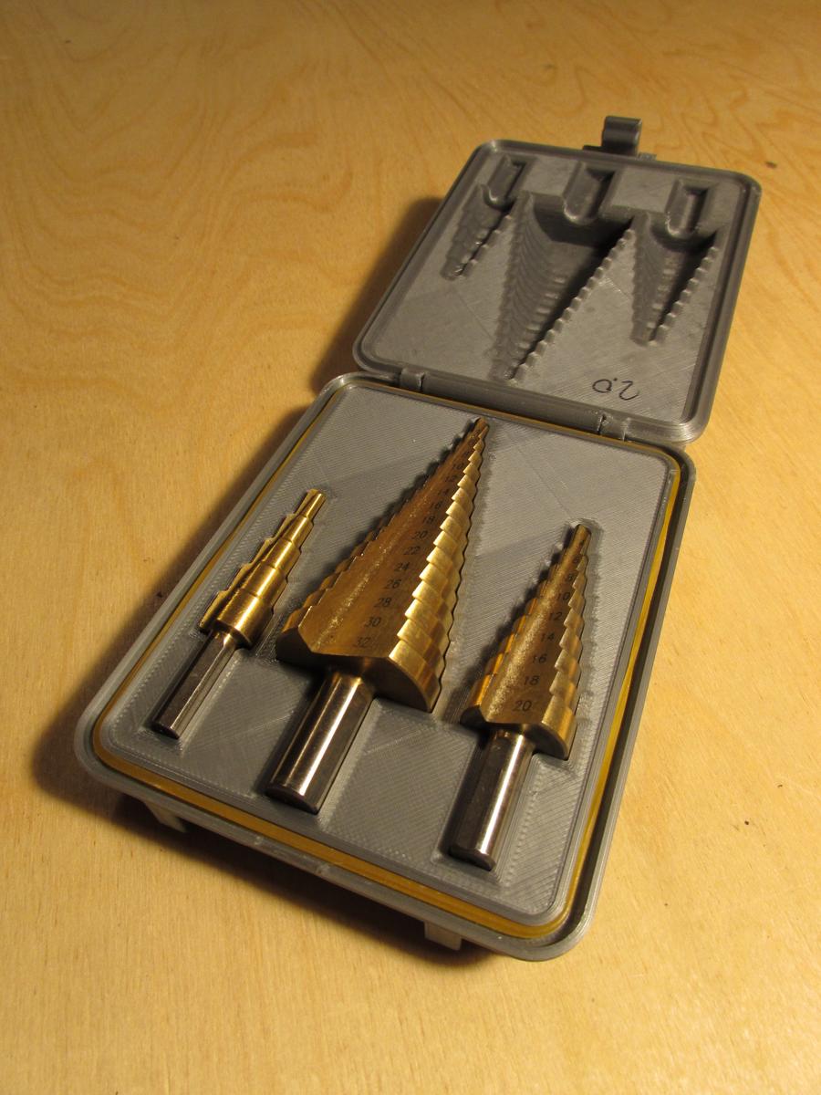 Rugged Box for conical step drills.