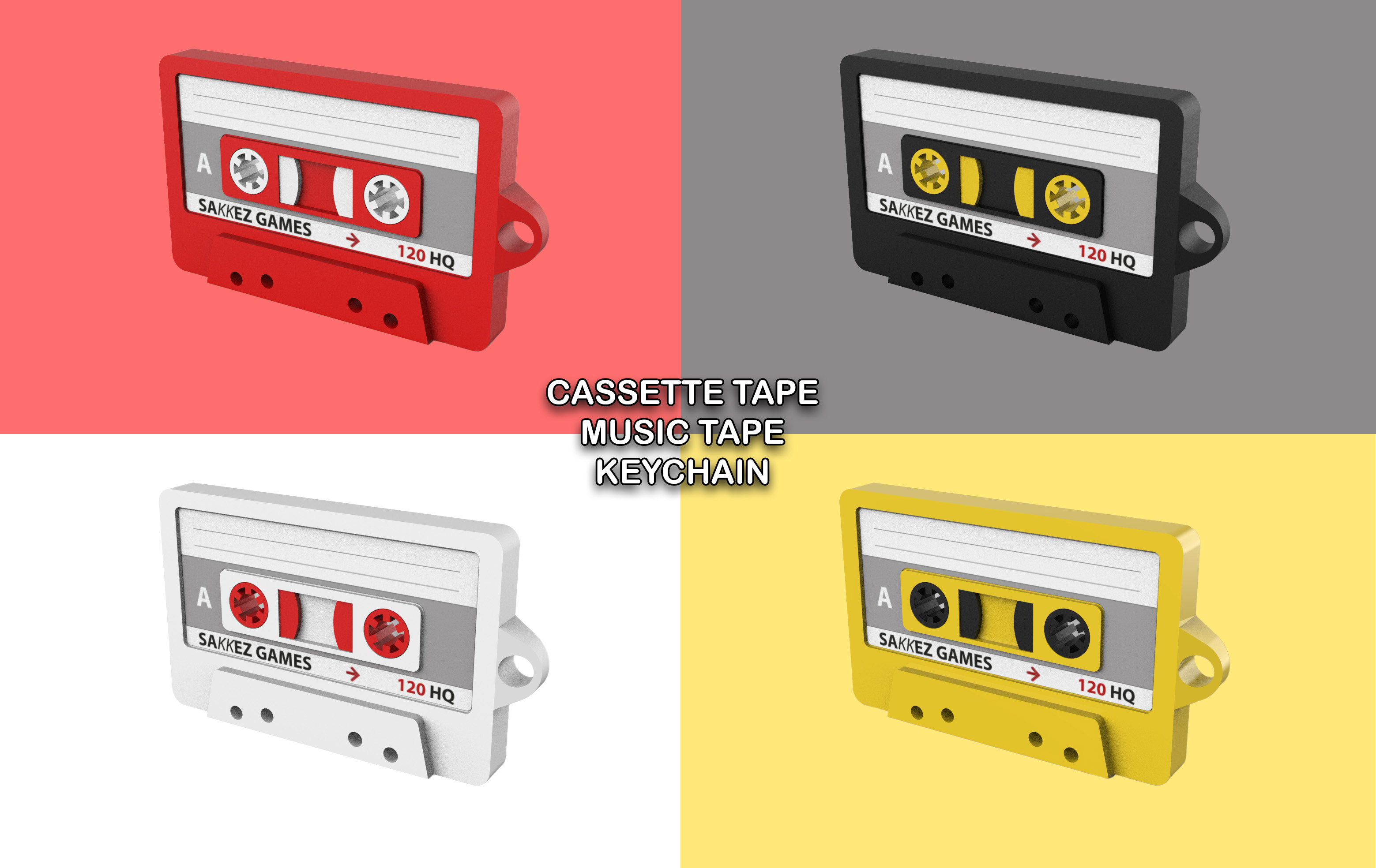 Cassette Music tape keychain