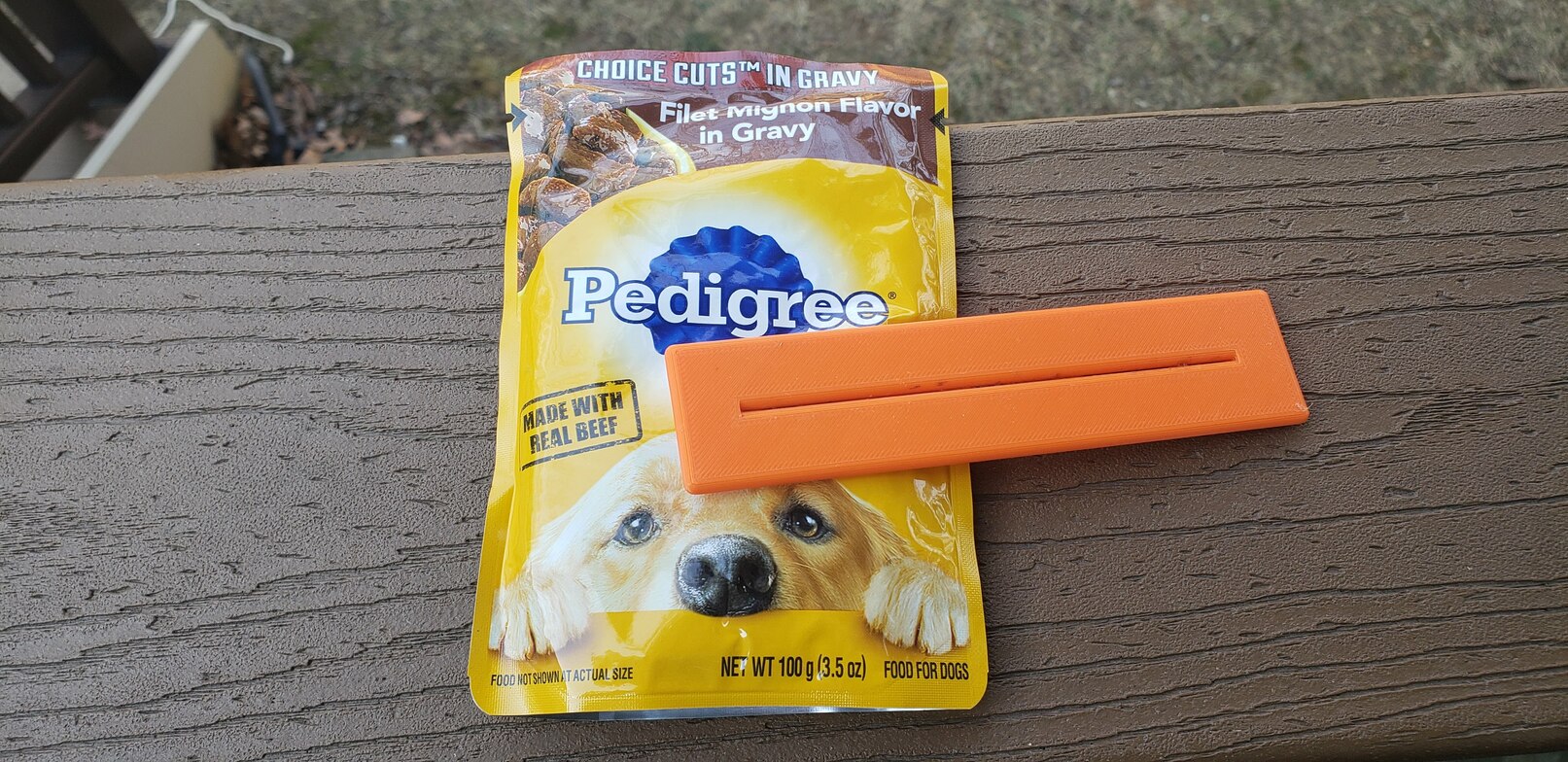 Squeegee for Pedigree pouches
