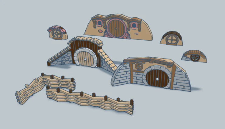 Hobbit Holes 10mm Scale