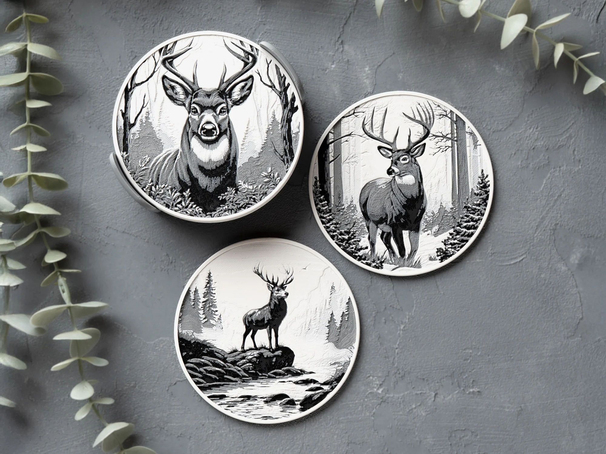 Winter Deer Coasters