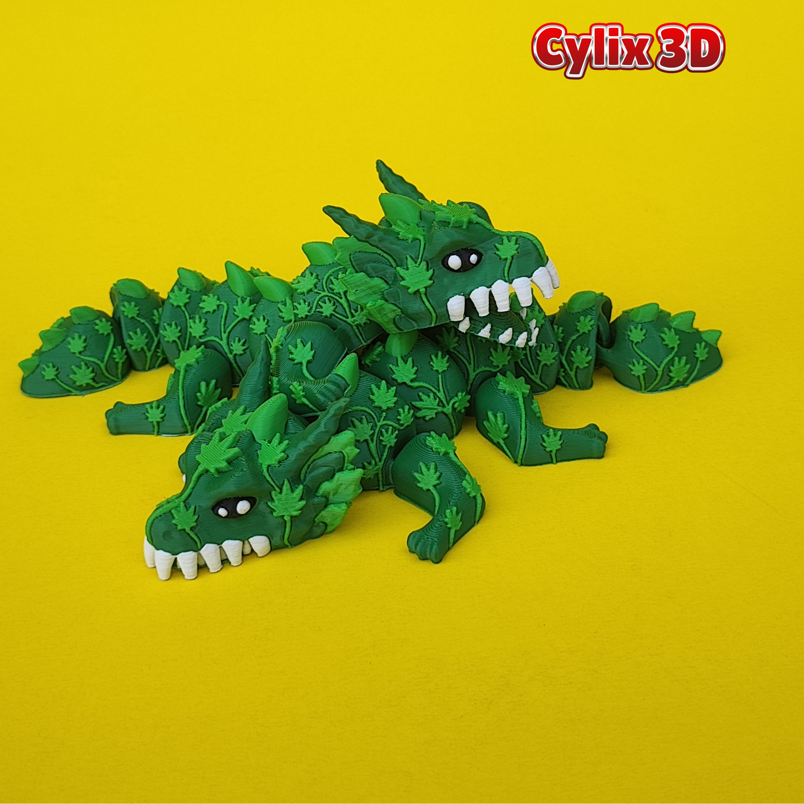 Articulated Cannabis Dragon, Open Mouth Biting Dragon, No Support