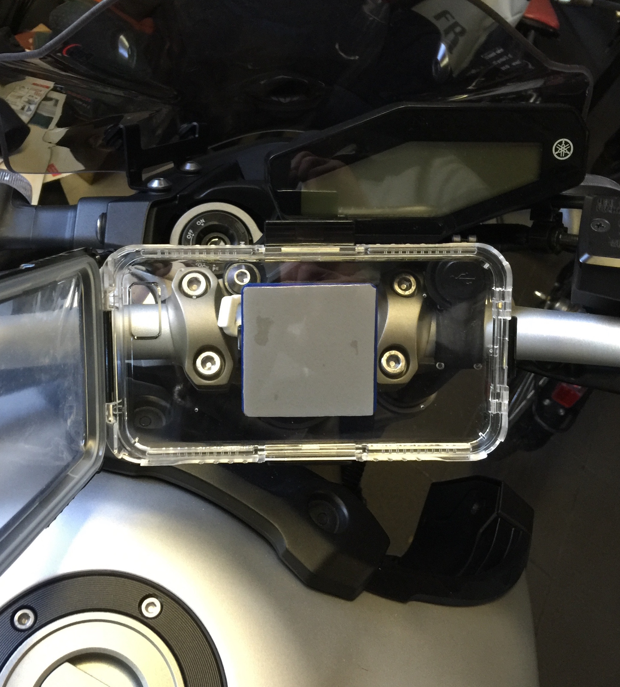 Yamaha MT09 iPhone mount for GoPro mount