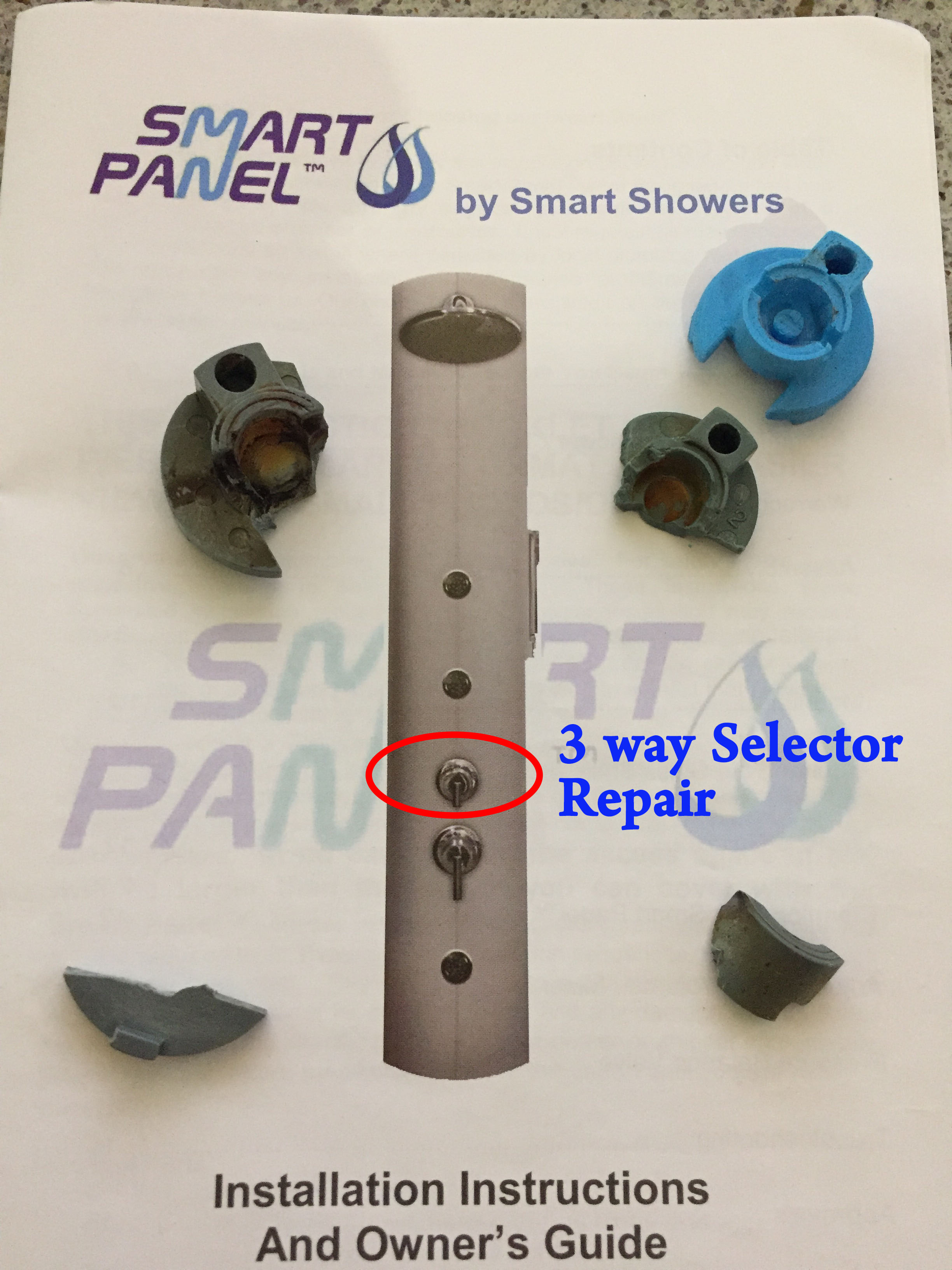 Shower panel repair : 3 way selector