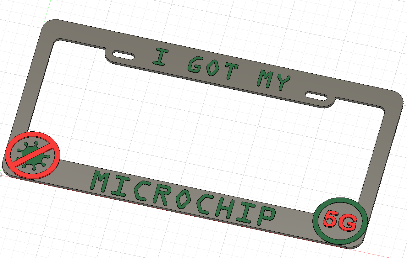 License Plate frame – I got my 5G microchip (COVID vaccine)