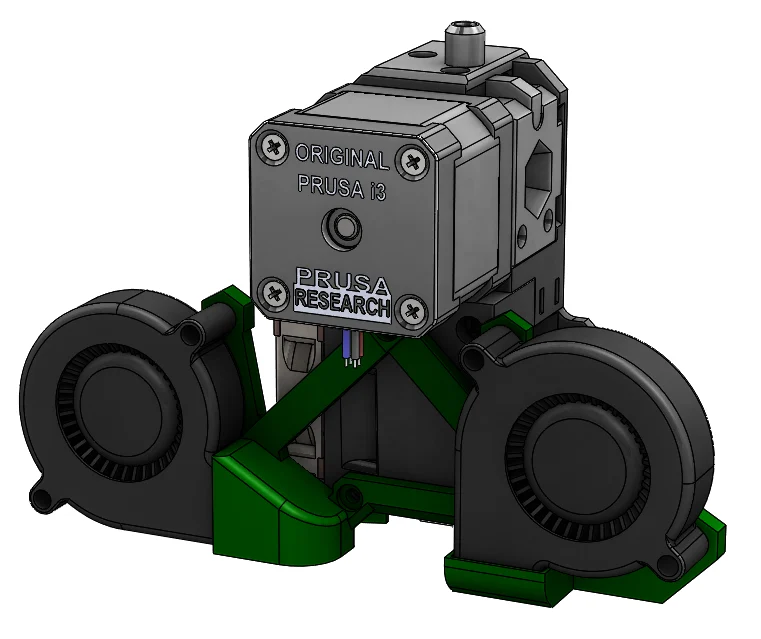 Dual Part Cooling Fan Mount / Shroud with Nozzle View for Prusa i3 MK3