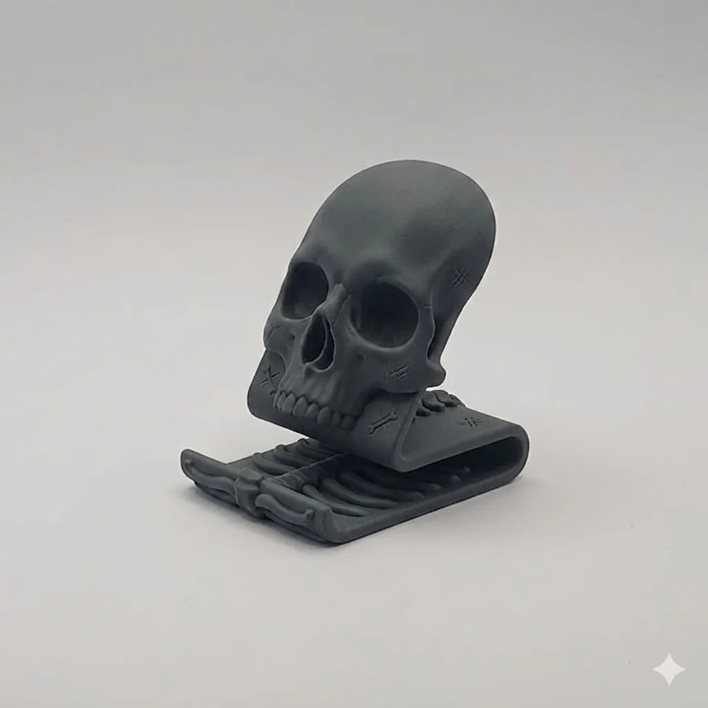 Skull Phone Stand - Gothic Skeleton Desk Holder