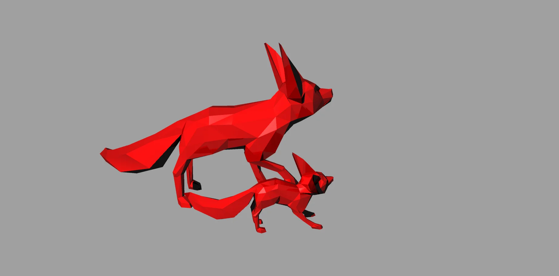 Fennec Fox Family (low poly)