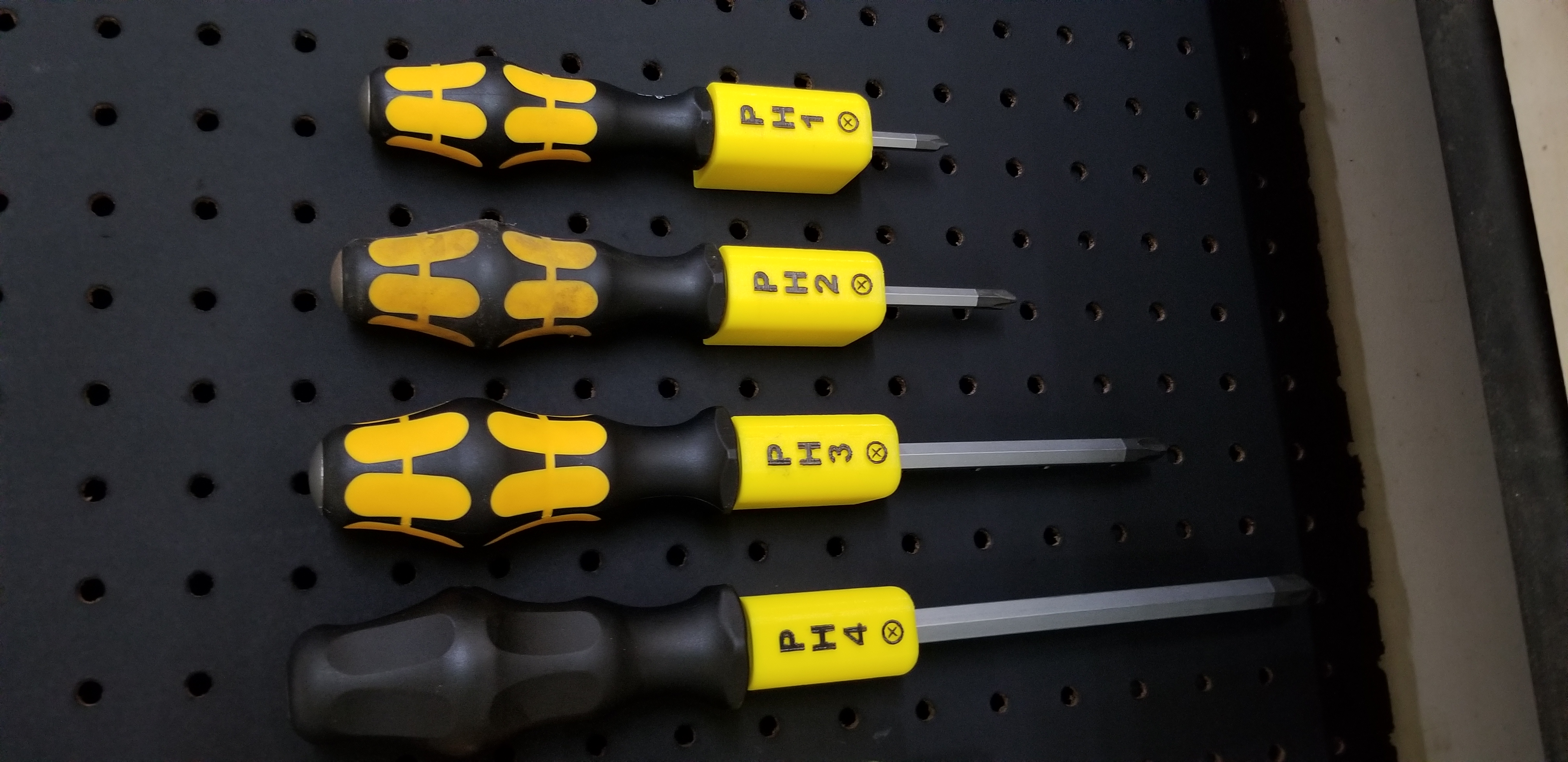 Wera 917 series phillips screwdriver pegboard mounts - PH1, PH2, PH3, PH4