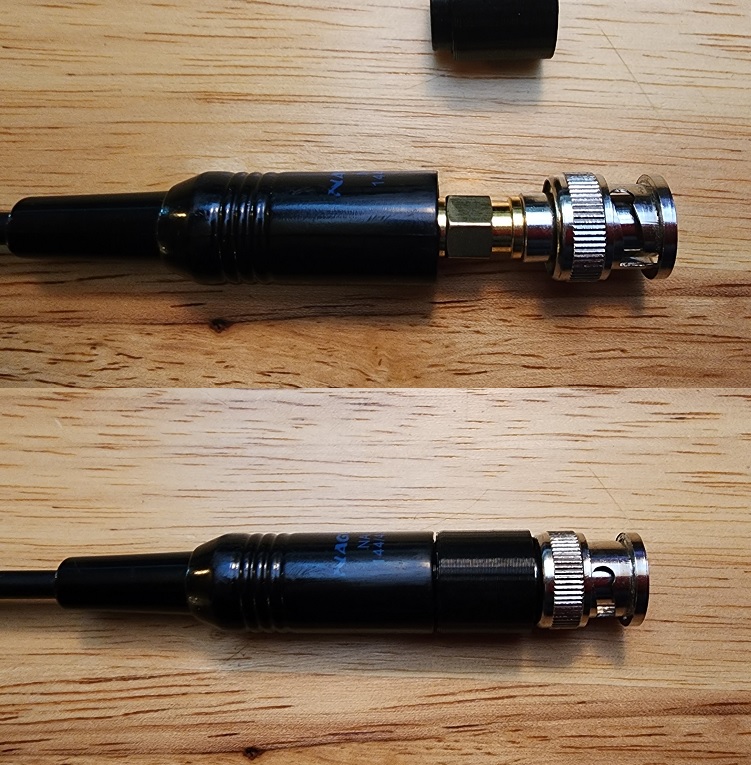 Gap filling bushing for BNC adapter on sma antenna