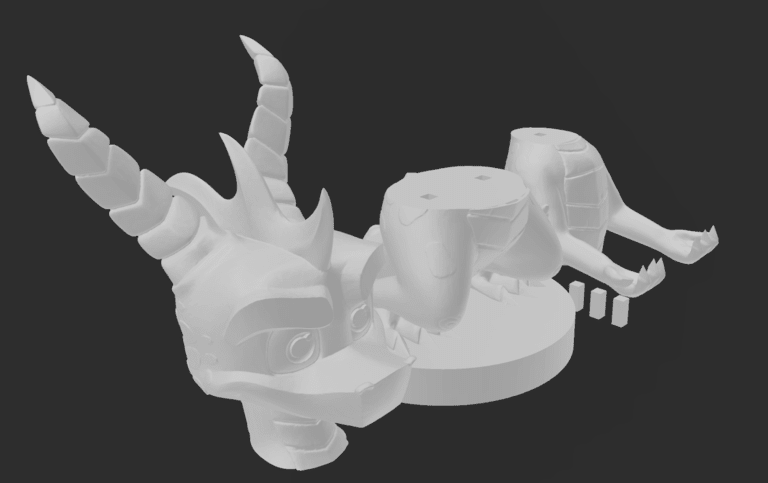 Remixes Spyro Controller Stand - High resolution mesh - Dragon scales are welded to the bodies - Space between all the scales removed