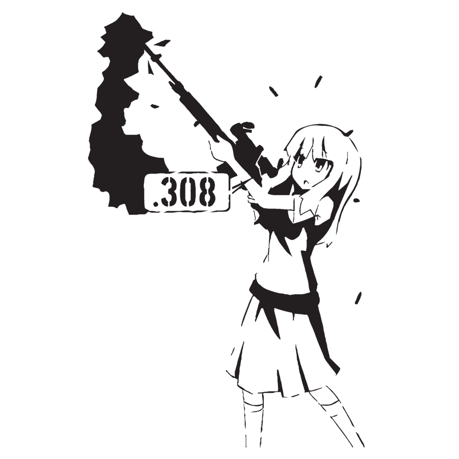 Anime Gun Girl stencil 1