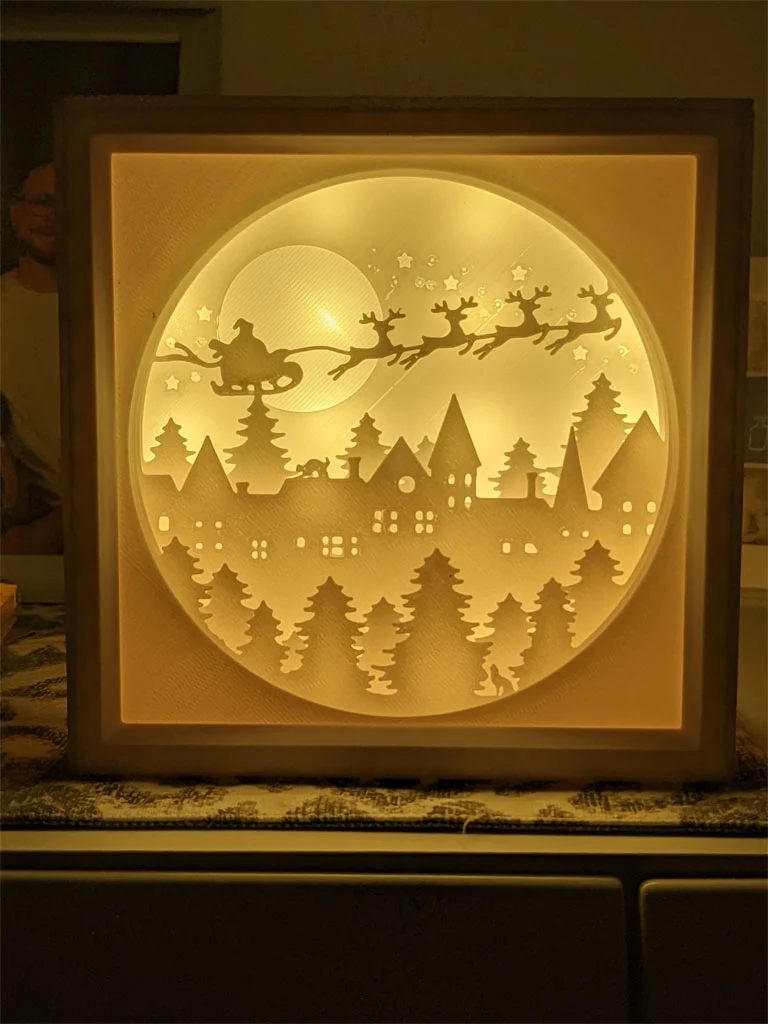 Christmas paper craft like scene lamp - modified frame