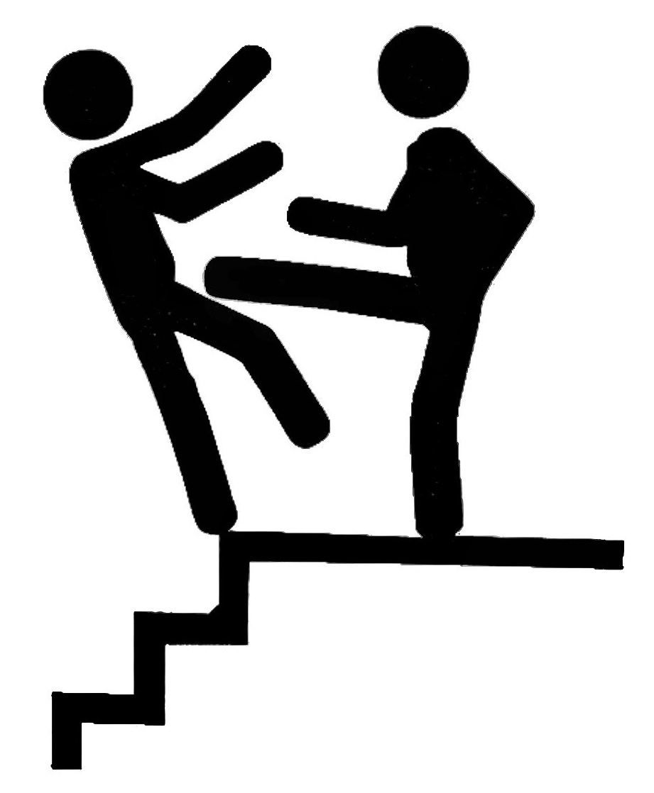 Kicked down the stairs stencil