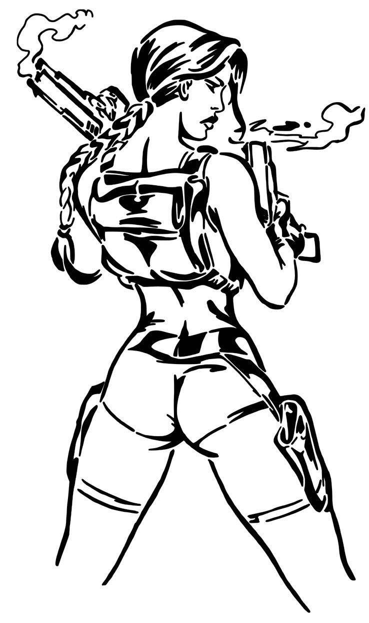 Lora Croft stencil 2