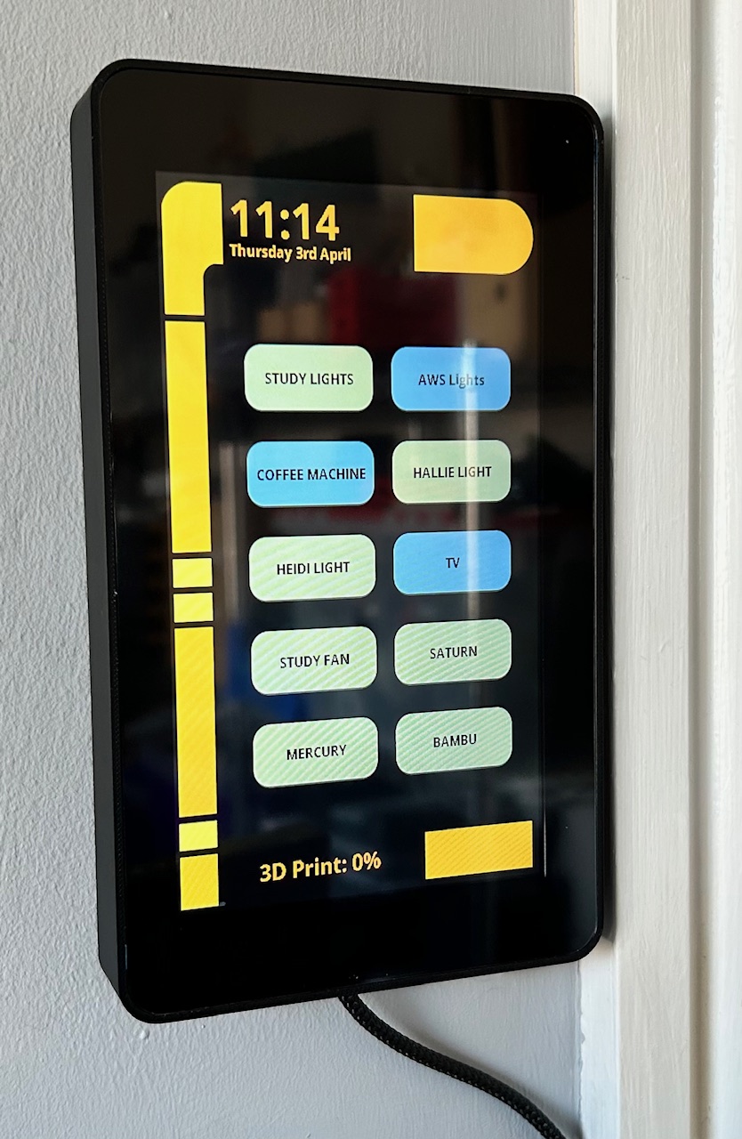 Waveshare ESP32-S3 7inch Capacitive Touch Display wall mount case (Portrait Remix)