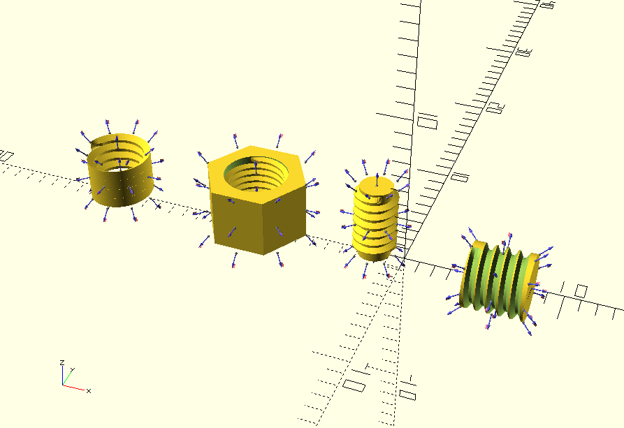 OpenSCAD Attachable Thread Library (BOSL compatible)