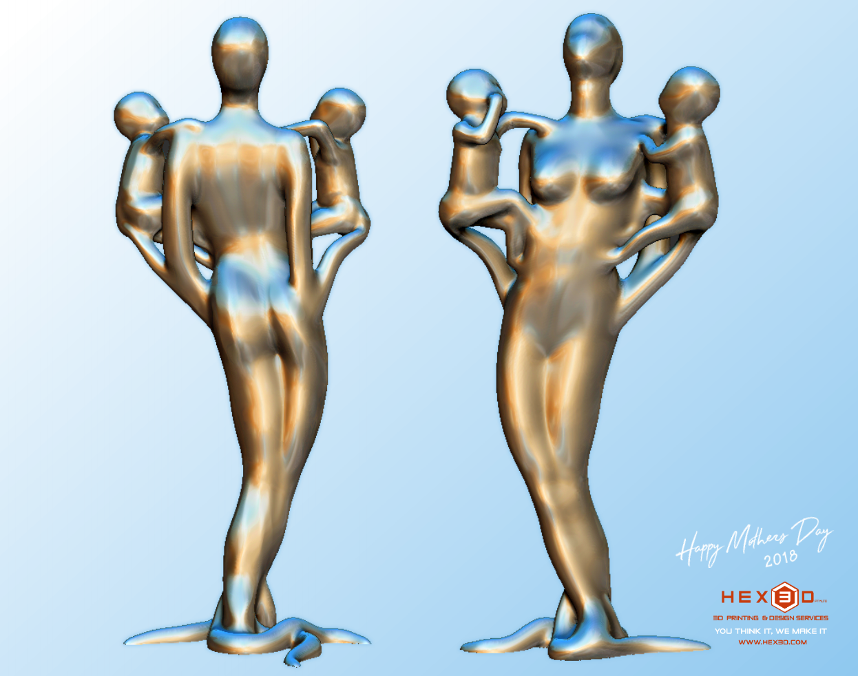 Mother with two Children Sculpt
