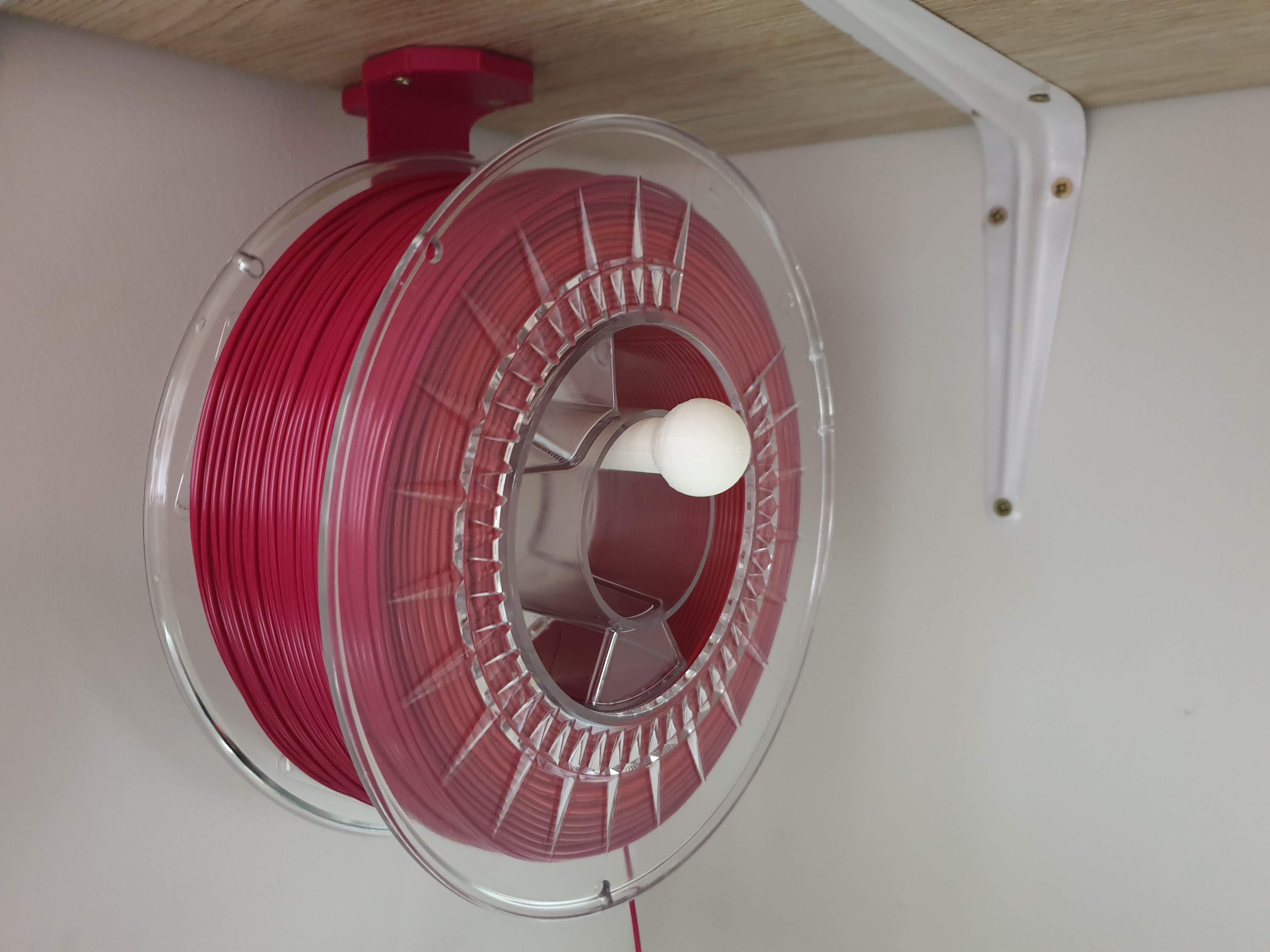 Under shelf filament spool holder hook