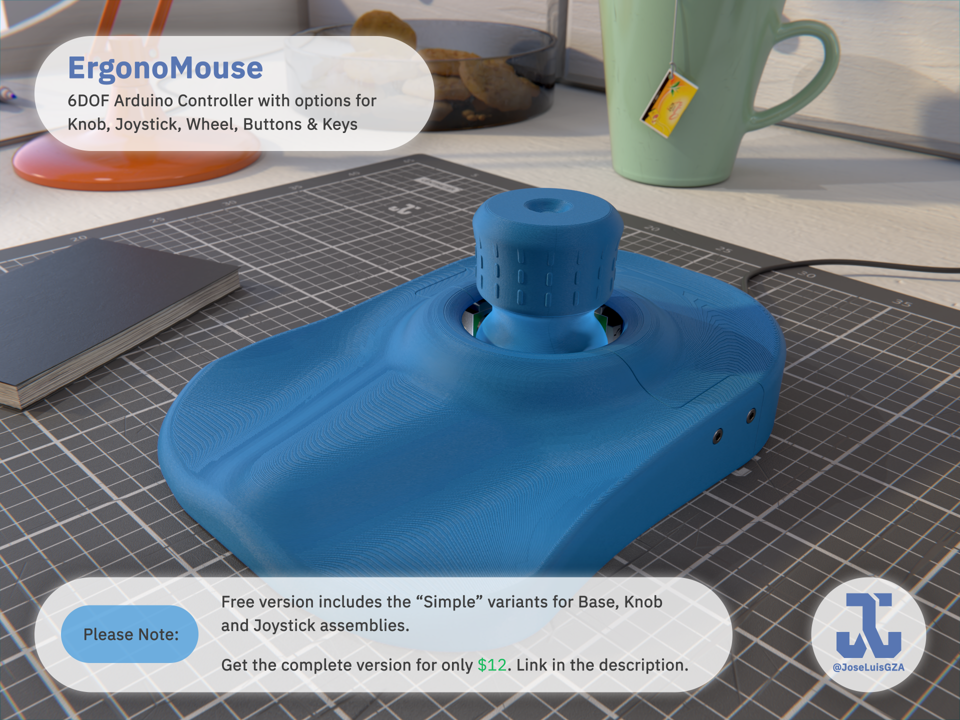 ErgonoMouse MK XX [Free version] - 6DOF Controller Knob & Joystick with Wheel, Buttons & Keys