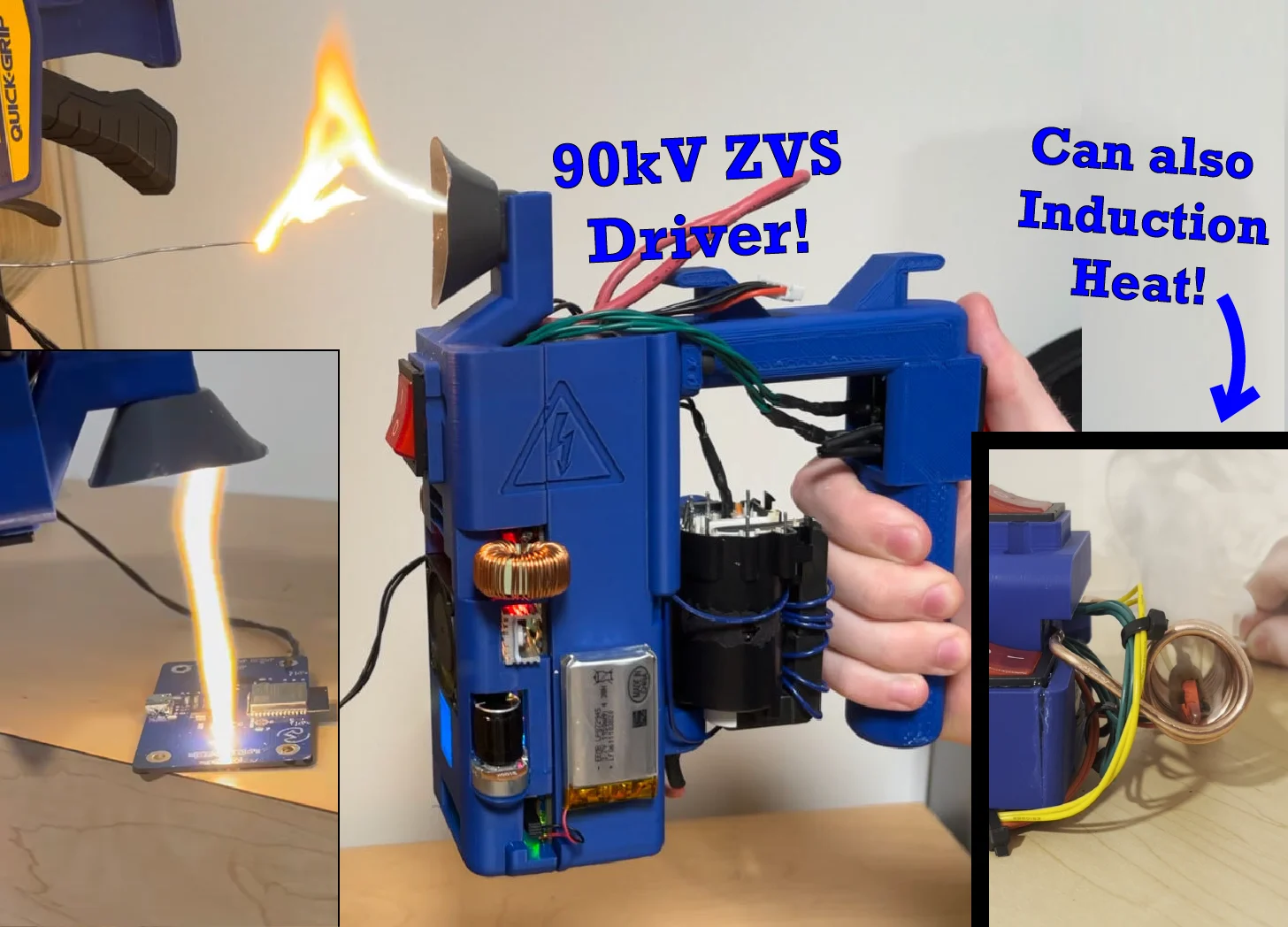Powerful High Voltage Generator That's Also an Induction Heater! | Orange Plasma Arcs and Red-Hot Metal Heating | Inducer