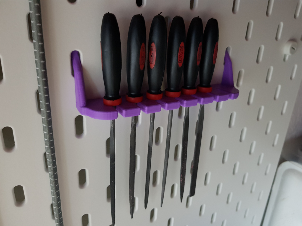 File holder for IKEA SKADIS (SKÅDIS) pegboard, 7 files