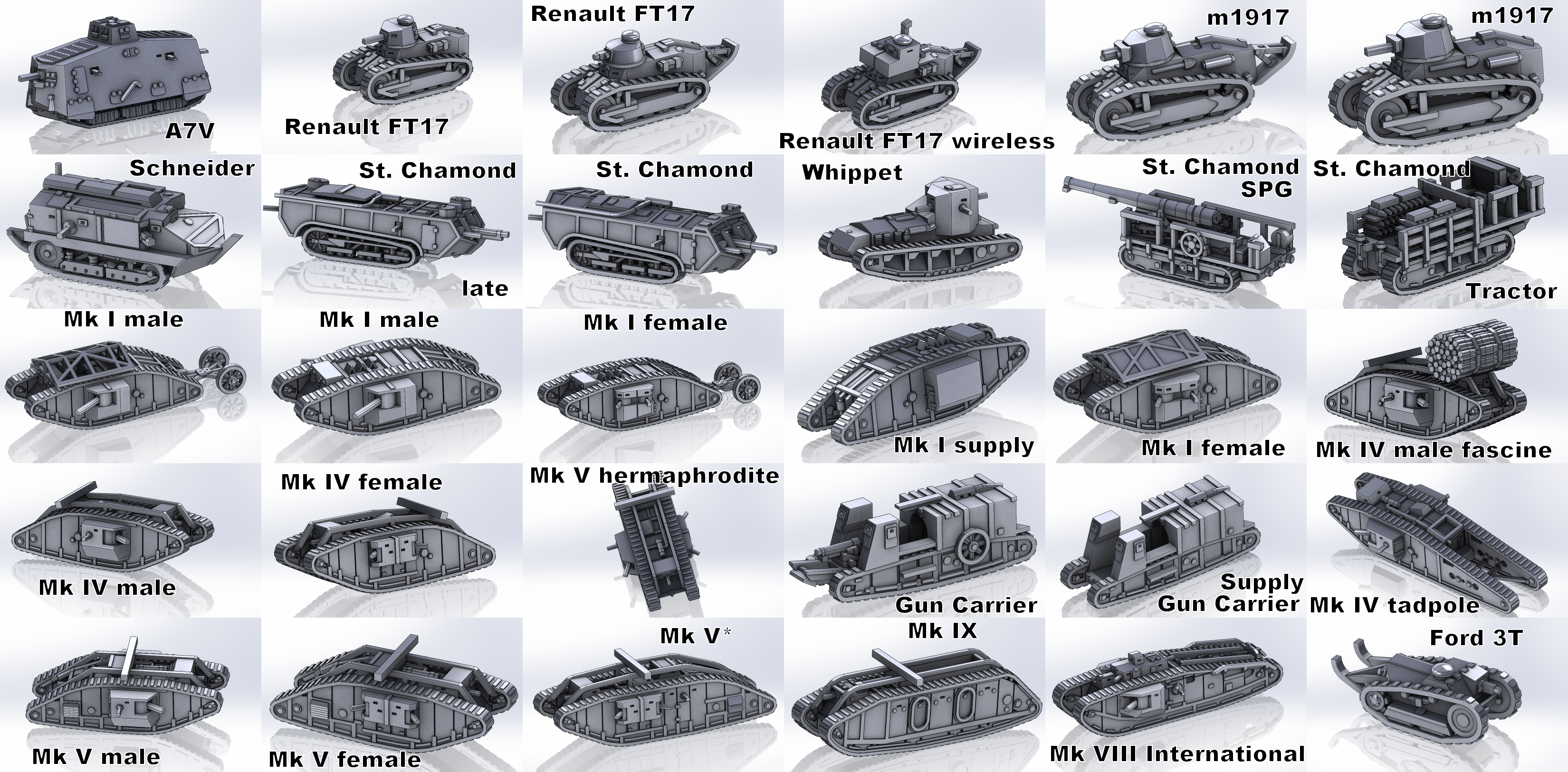 1-200 WWI tanks and vehicles