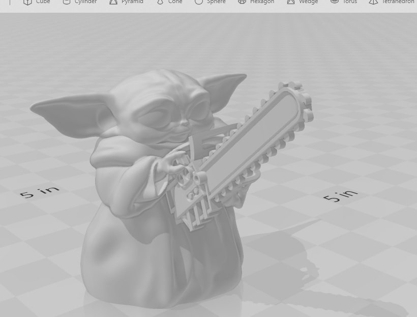 Baby Yoda with a Chainsaw