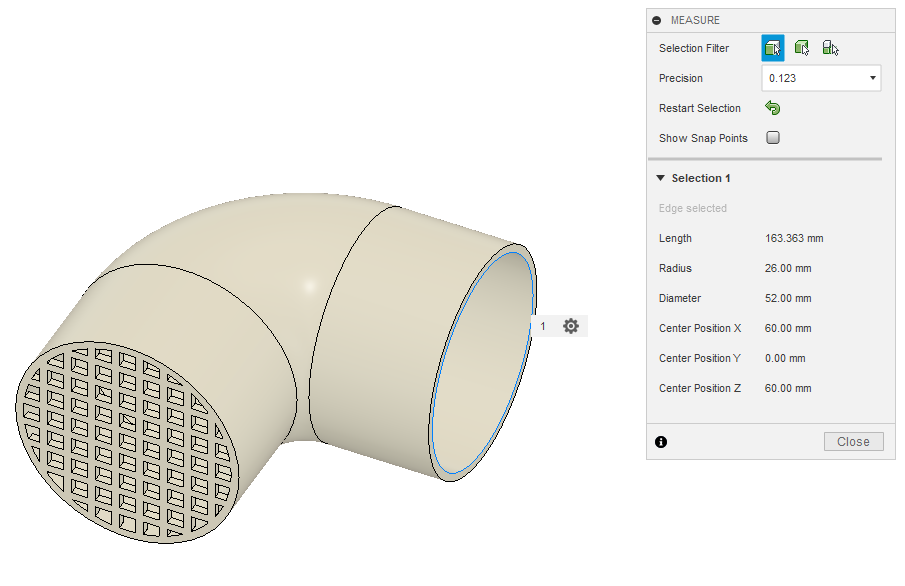 90 degree tube with mesh