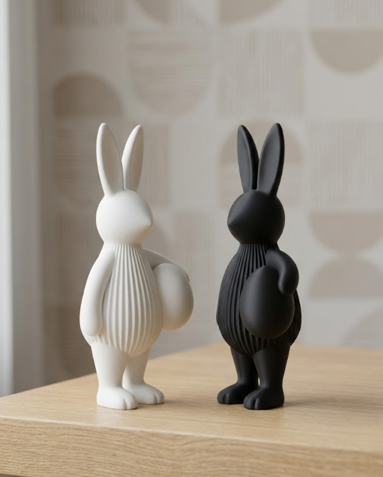 Modern Ribbed Bunny - Minimalist Easter Decor