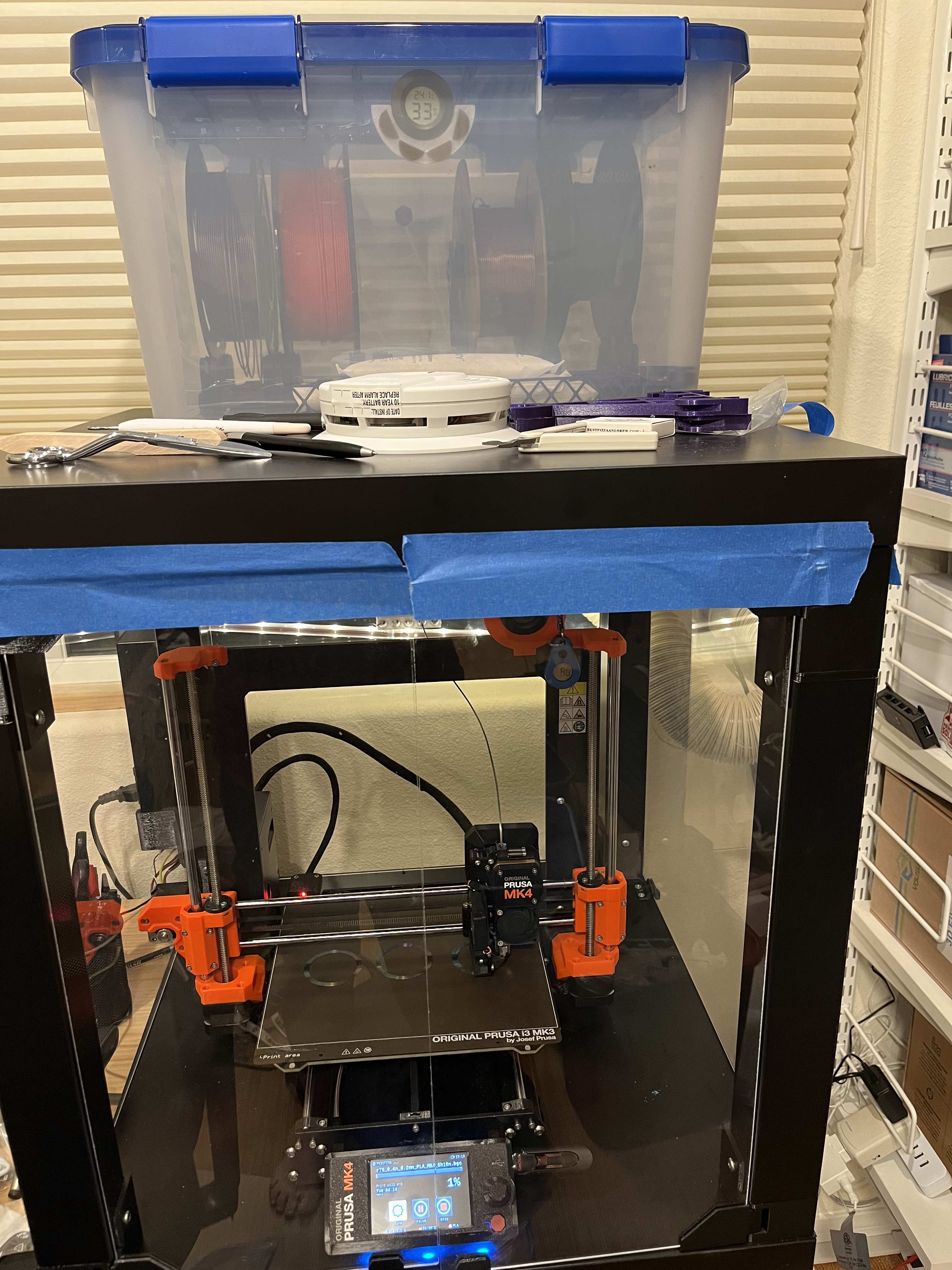 Drybox Complete Setup for TUSH on Rails Including Cardboard Spool Holder on Rails