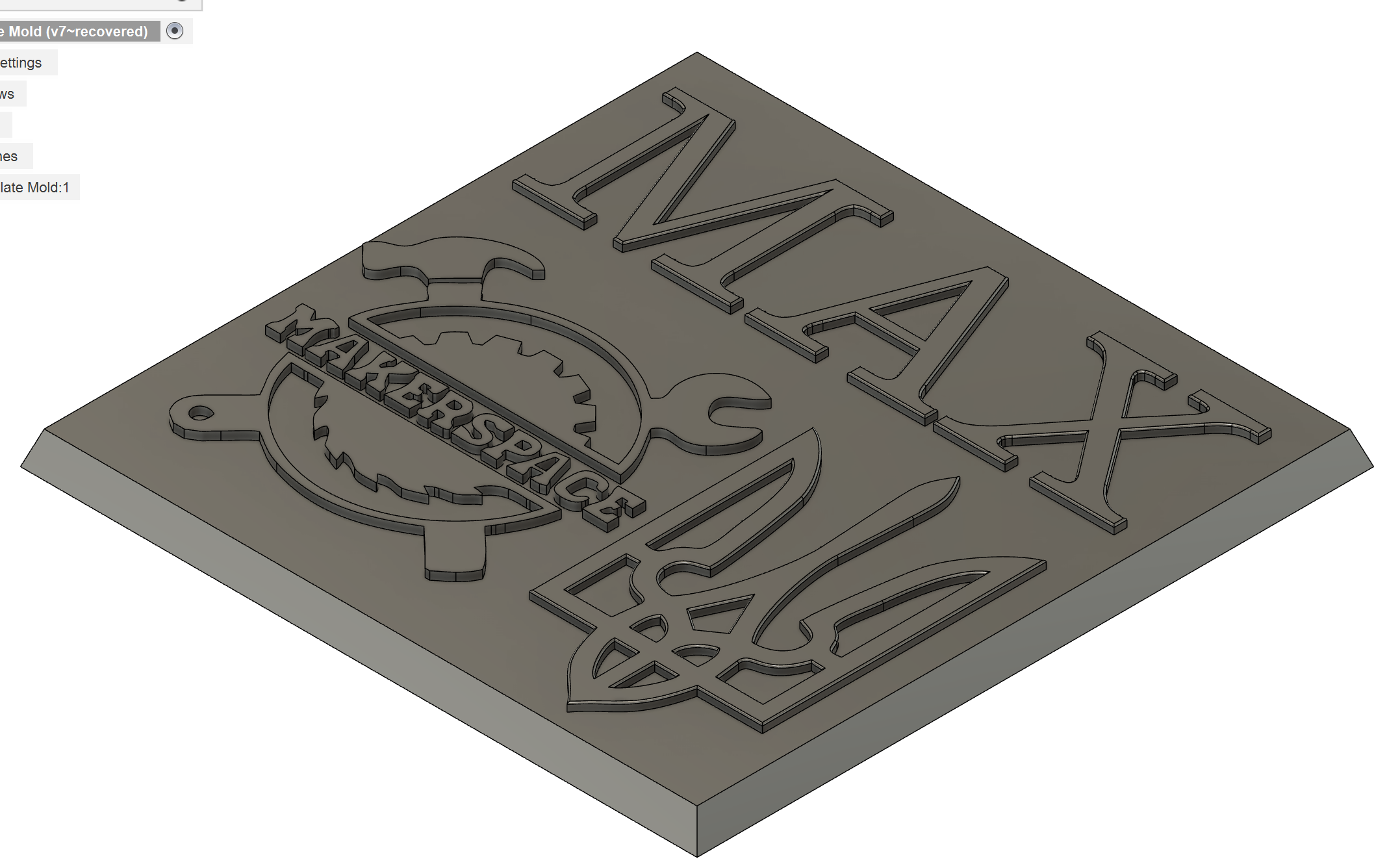 Chocolate Mold -Max- (Ukrainian Tryzub and NYC Makerspace logo)