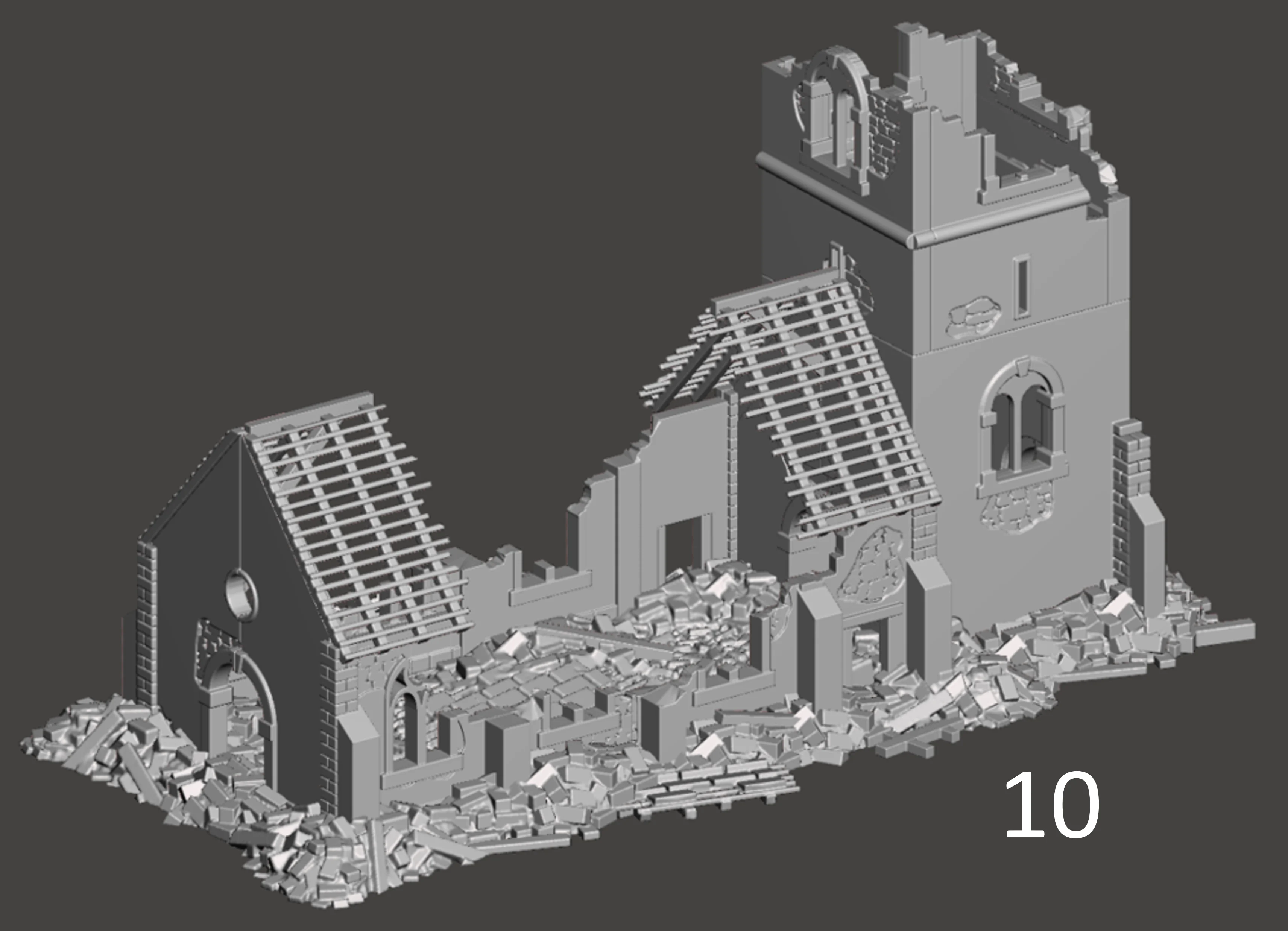 15mm WW1/WW2 village/church ruins- 20 different buildings