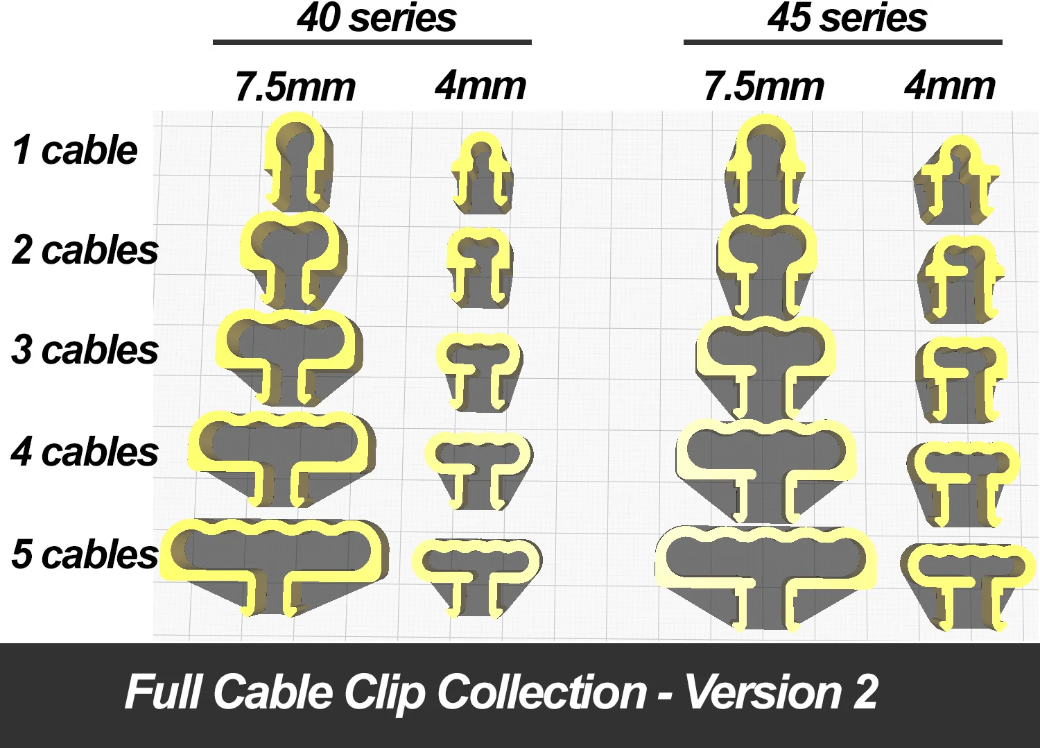 Full Cable Clip Collection for Aluminium Profiles