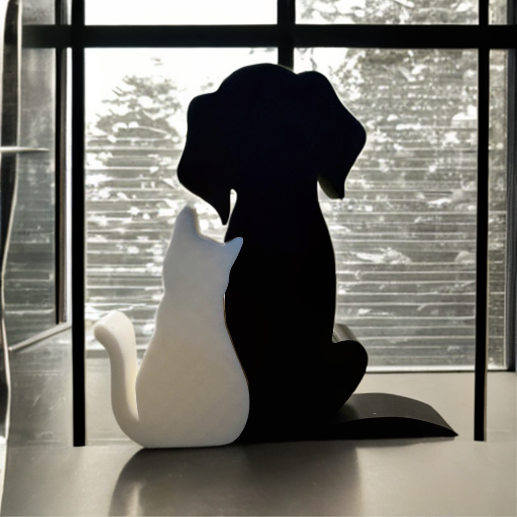 Cat & Dog Cute 2D Wall Art Silhouette Couple