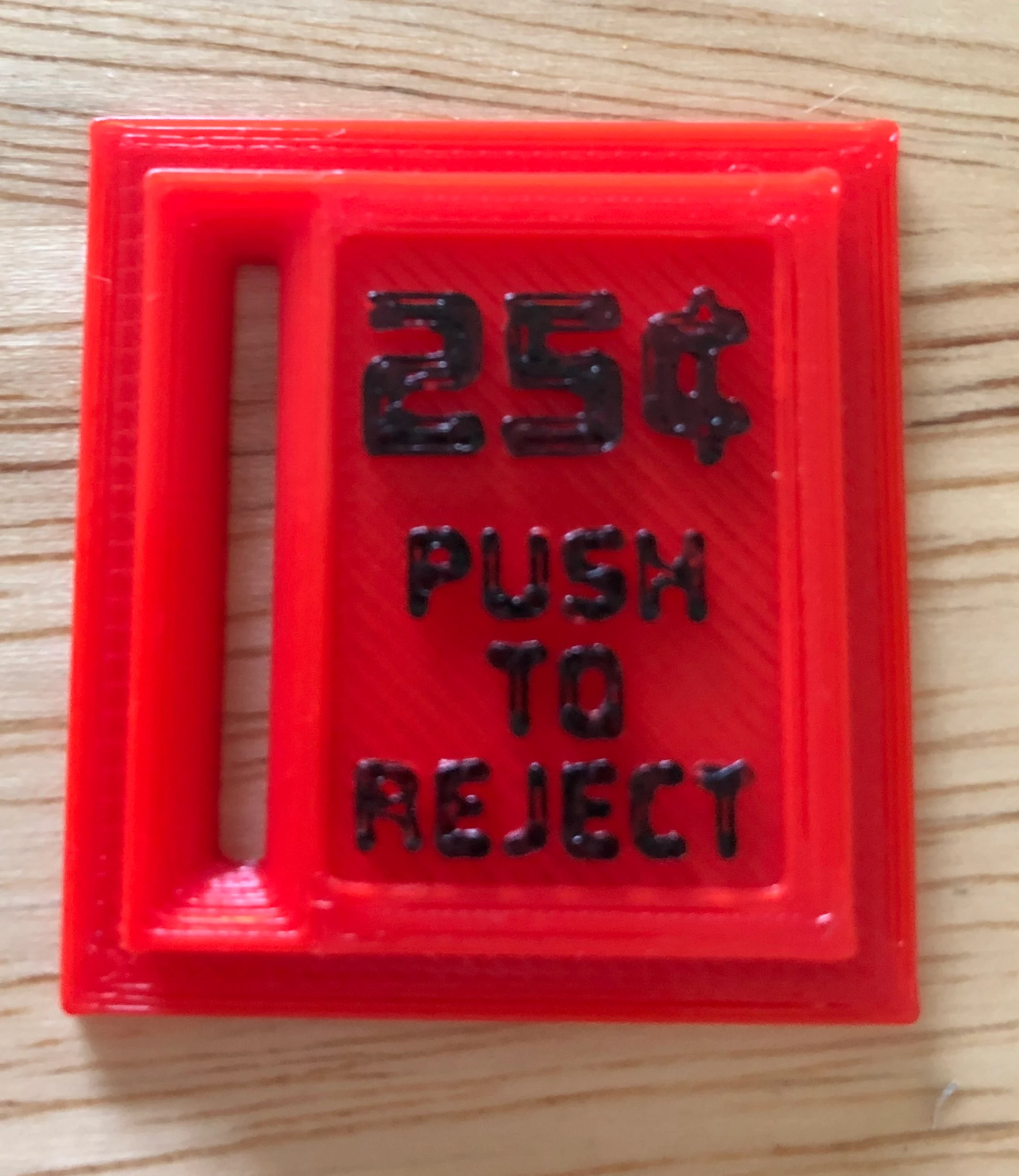 Arcade 25¢ Quarter Push to Reject Coin Slot