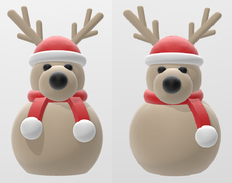 reindeer with scarf 1 or 2 pompoms