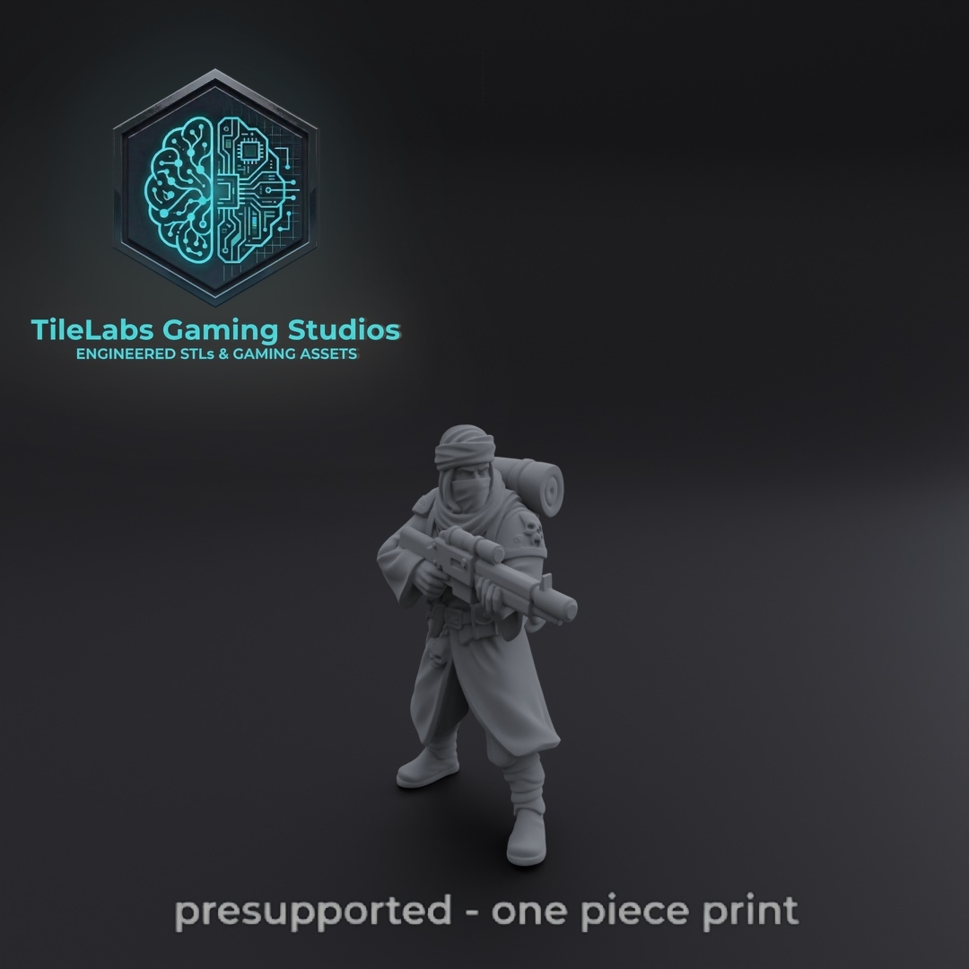 Imperial Desert Warrior Soldier - 3D Printable STL Files - Scifi Desert Raider Proxy - OPR Human Defence Force & Grimdark