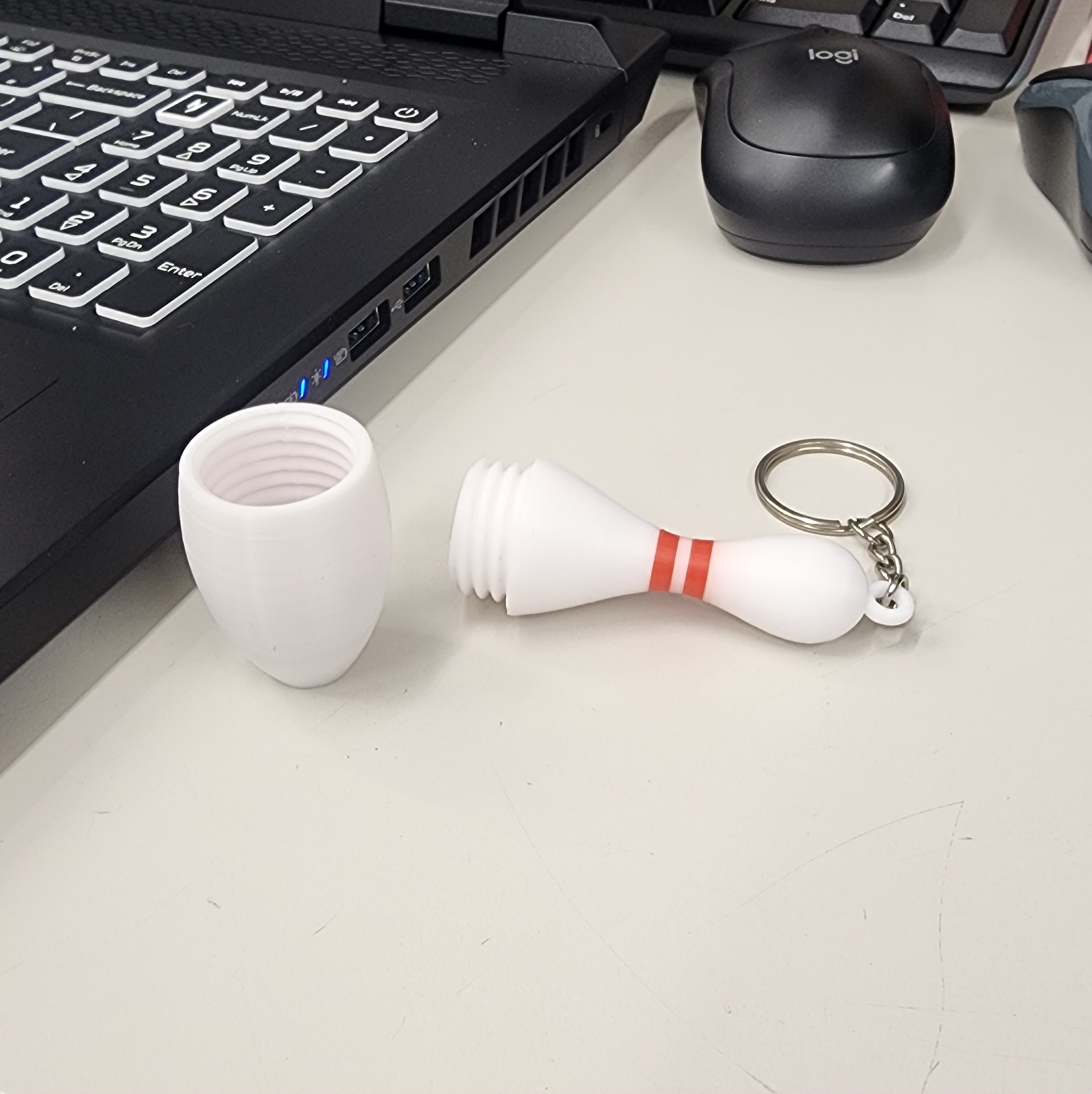 Bowling Pin Pill Stash Keychain