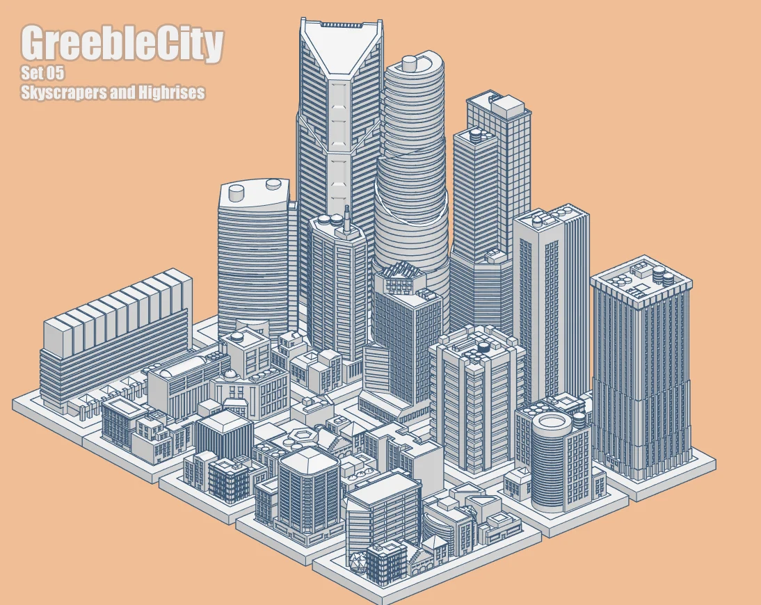 GreebleCity Set 05: Skyscrapers and High-rises