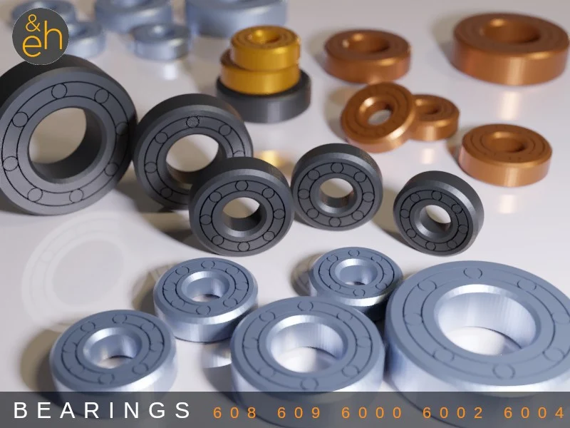 Bearings - Print-in-Place 5 Sizes: 608, 609, 6000, 6002, 6004