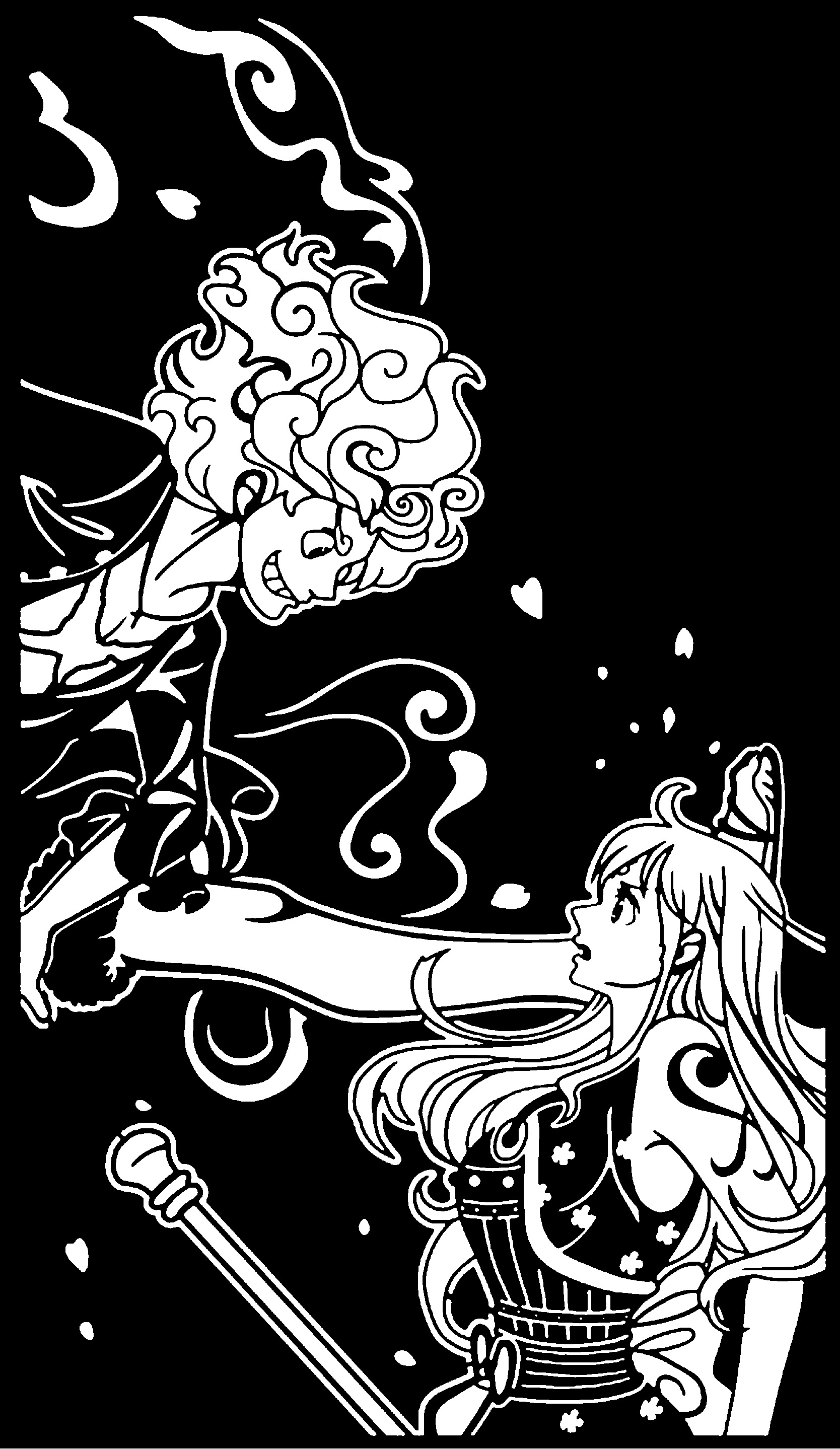 Luffy and Nami stencil