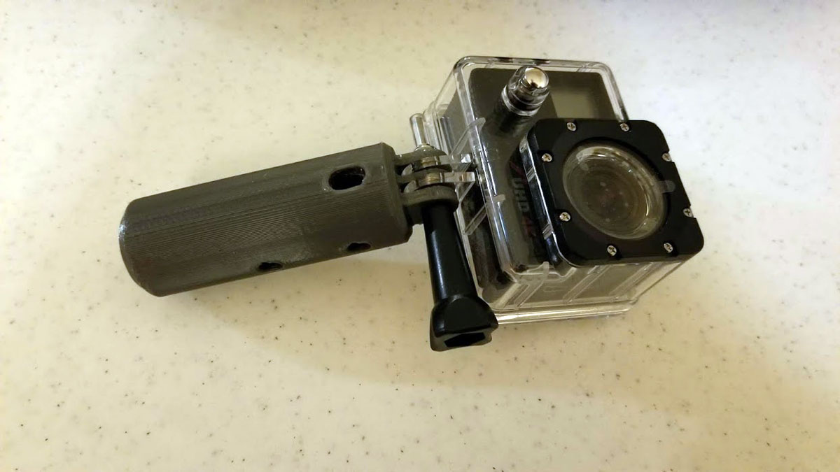 Action Camera (or GoPro) Pool Pole mount (with STEP file)