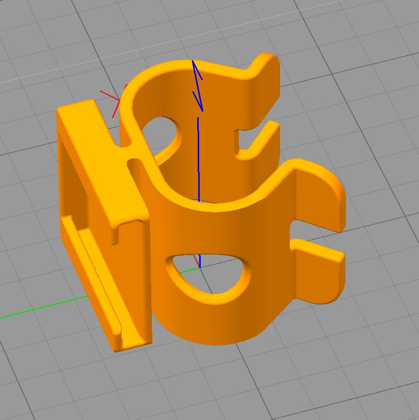 Camera hotshoe clip. Clips onto Manfrotto tripod triangular rod