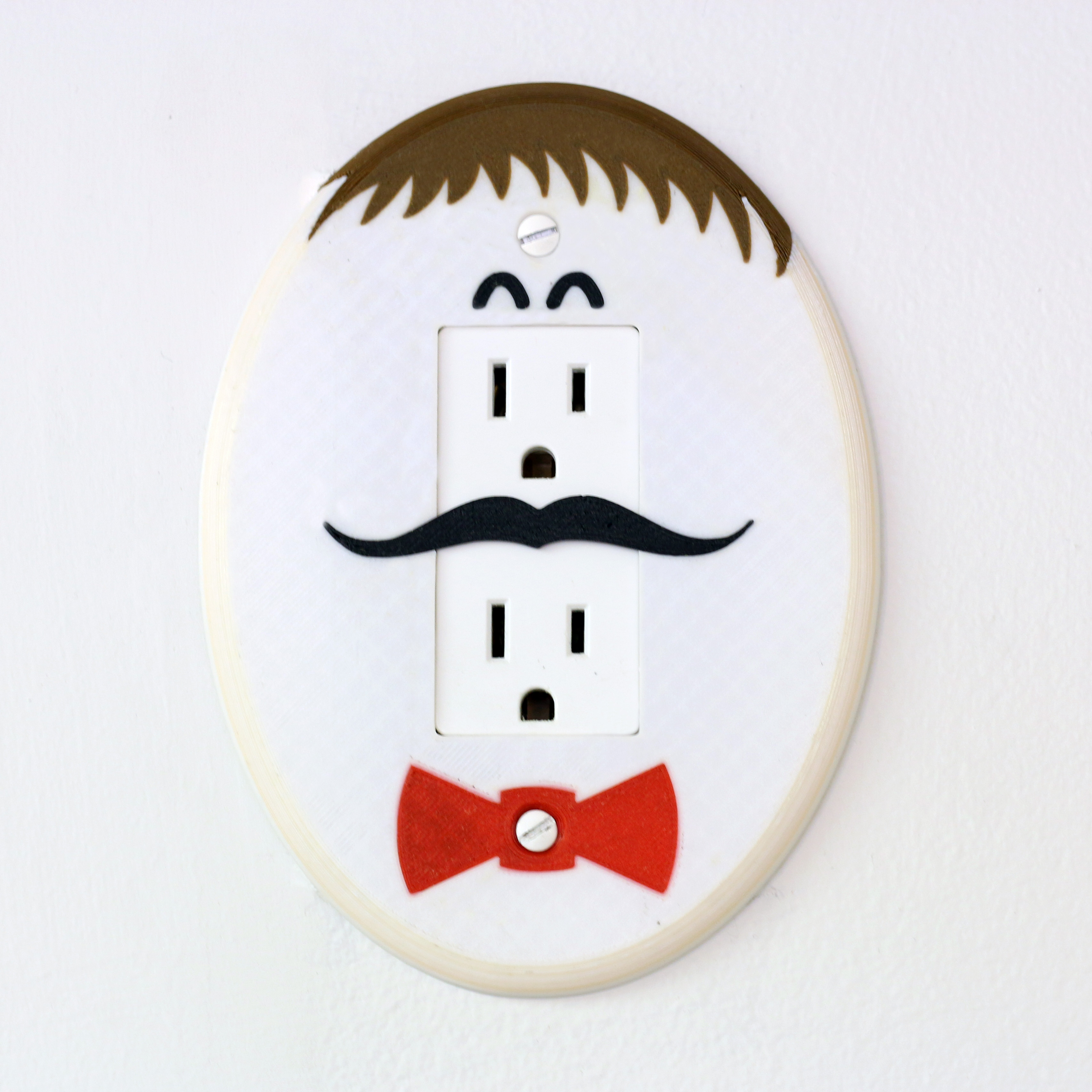 Multi-Color Mustached Egghead Plug Cover