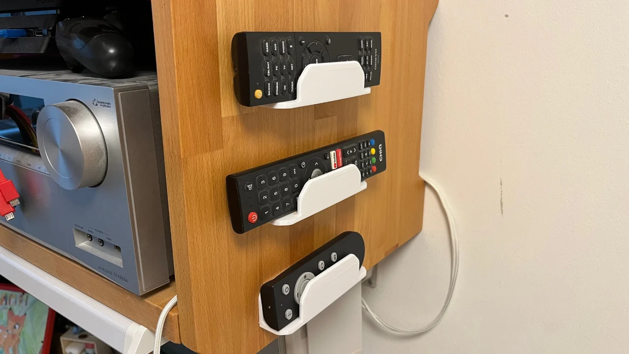 Universal remote control holder (with optional screw holes)