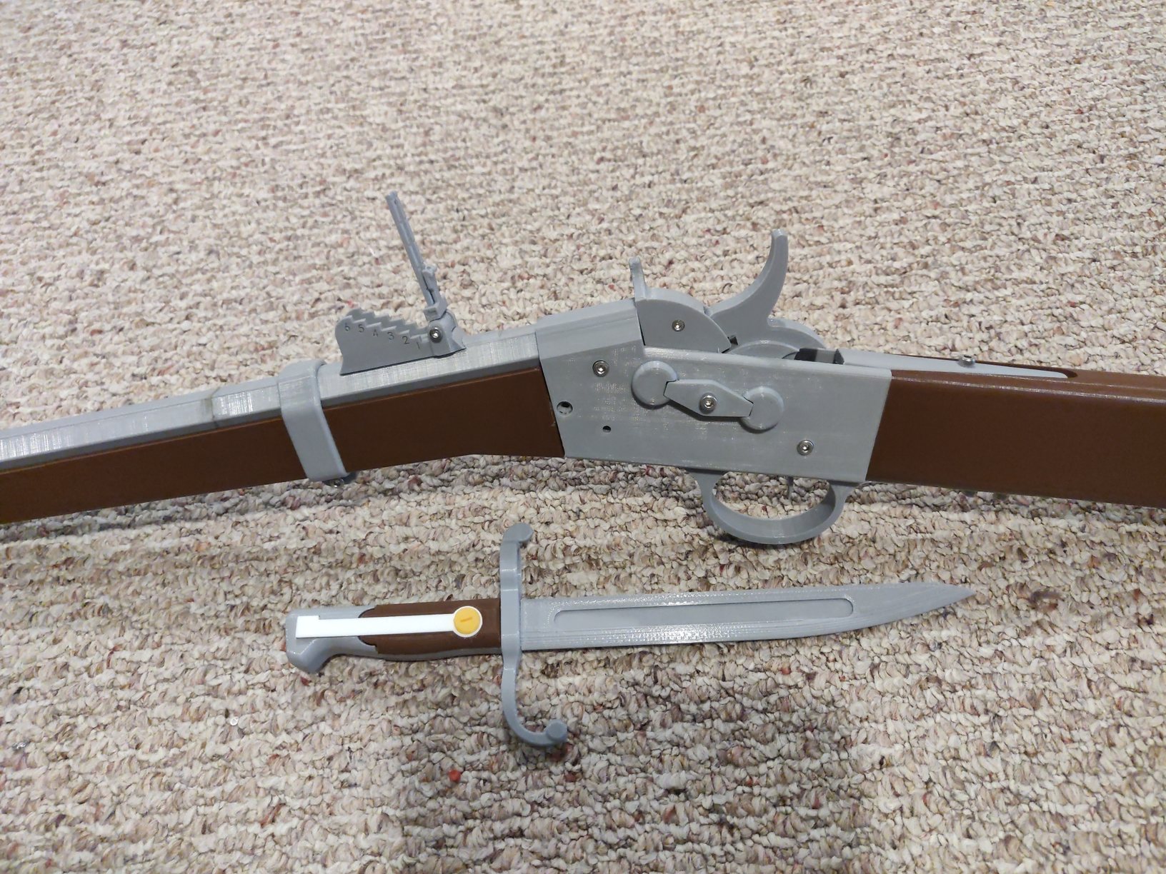 3D Printed Remington Rolling Block Rifle Model - Fully Functional Firing and Ejection Mechanisms, with Latching Bayonet